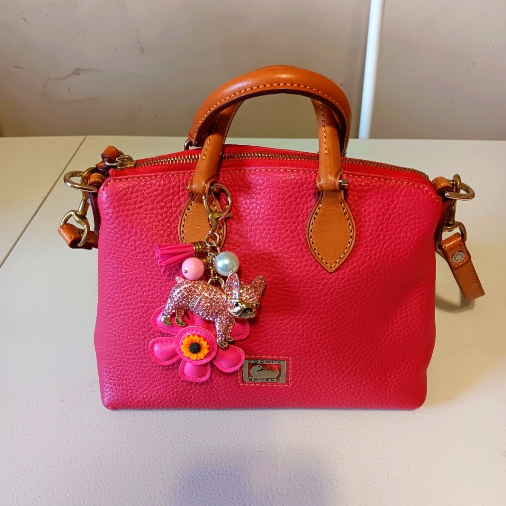 Pink Leather Handbag with Charm